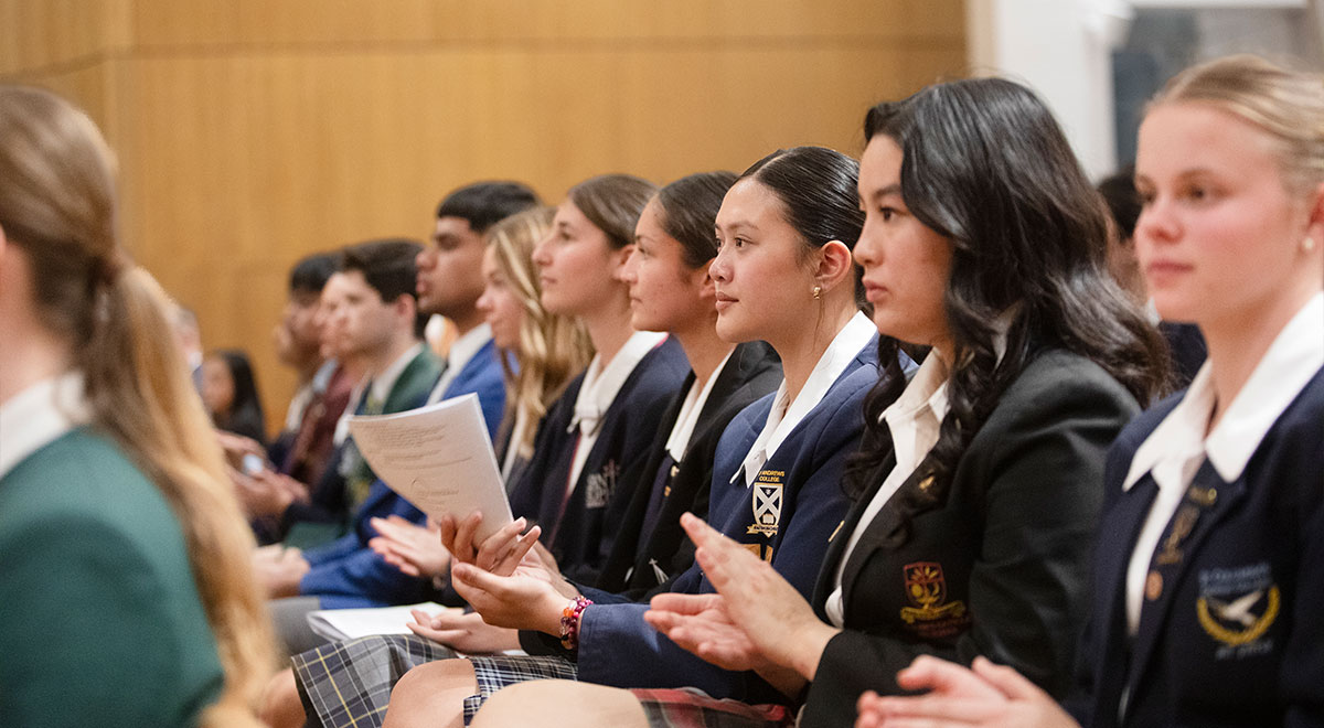 Students in pews at Bishop of Parramatta Awards for Student Excellence